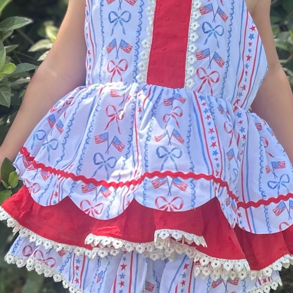Patriotic Bow Kids Casual Dress